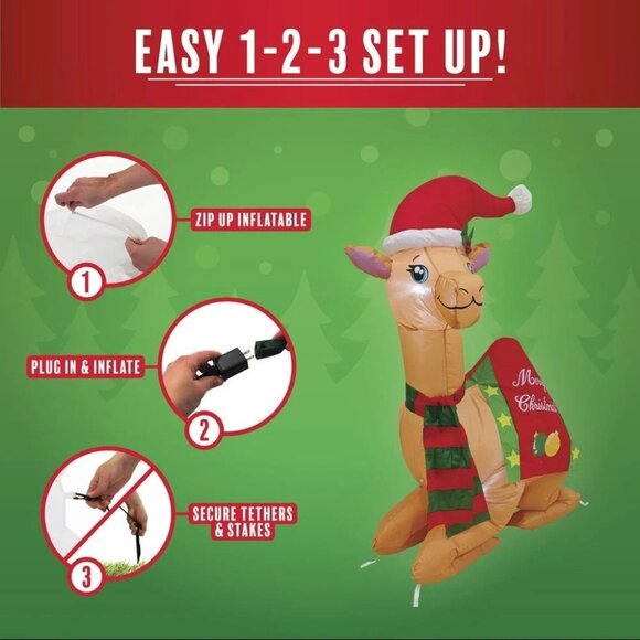 4 Ft  Nativity Camel LED Light Up Inflatable Christmas Yard Decor Vintage New - Picture 10 of 10